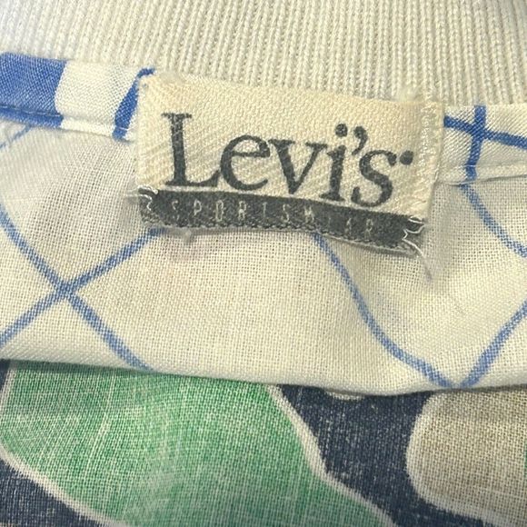 Levis Sportswear Vintage 1980's Fish Print Oversize Unisex Cotton Shirt  XL - Picture 7 of 16